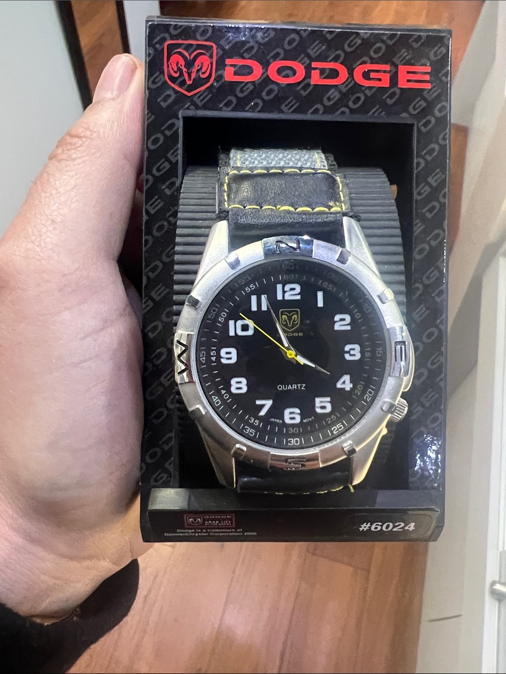 Men's Black Dodge  Dial Leather Strap Quartz Watch